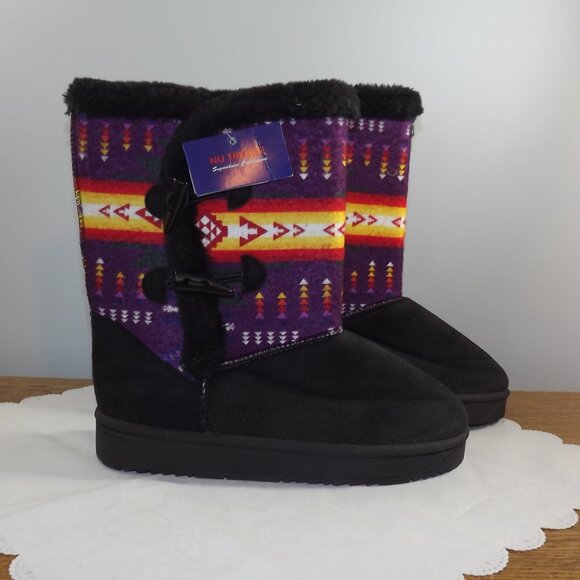 Nu Trendz Purple and Black Southwestern Patterned Boots - Picture 2 of 9